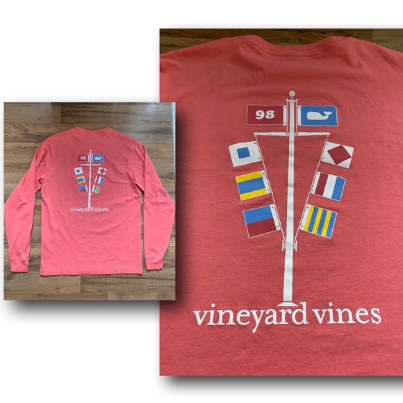 Vineyard Vines Long-sleeve Graphic Tee Mens Flagpoles Size-XS - Picture 5 of 11
